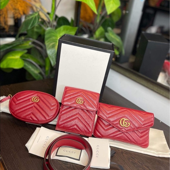 Gucci Maltese Mamont 3 in 1 Fanny belt in red - Picture 3 of 9